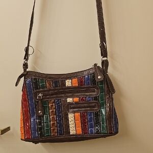MC Multicolor Leather  Patchwork Shoulder Bag